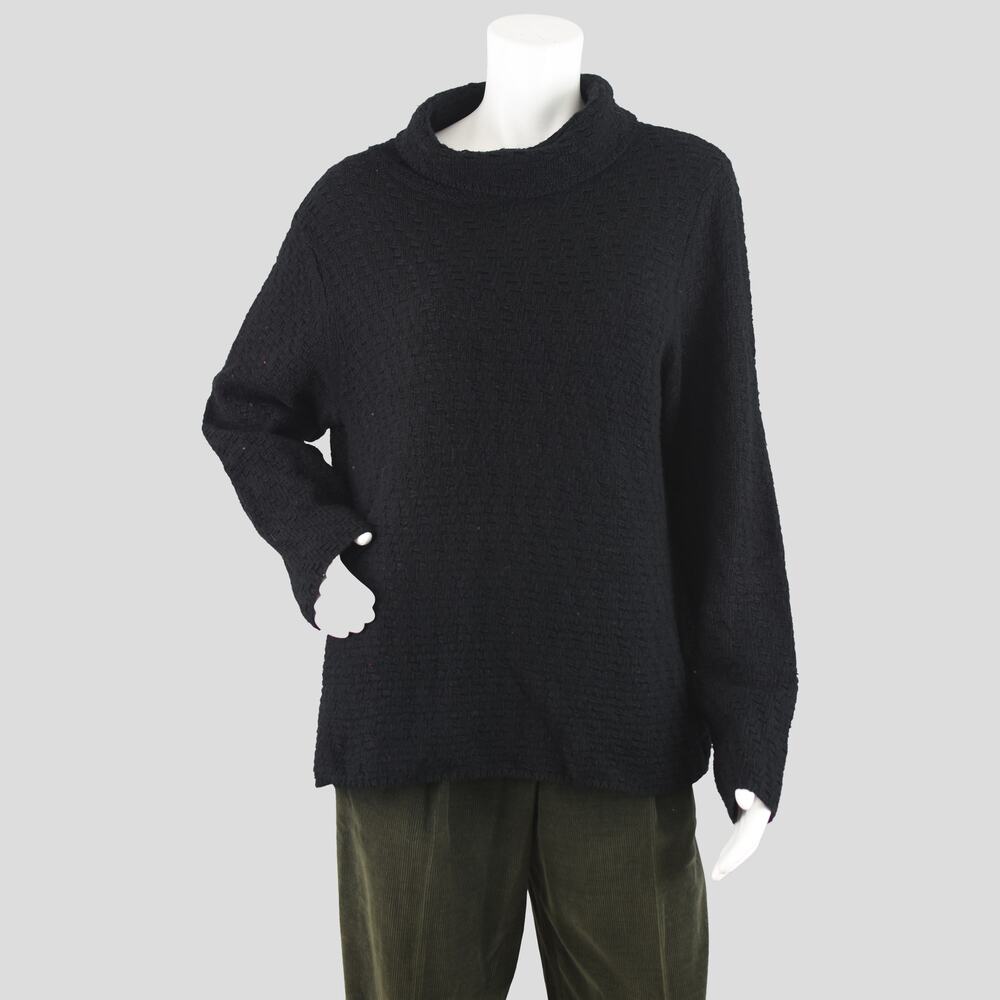 Villager Woven Black Sweater with Cowl Neck Women's Extra Large